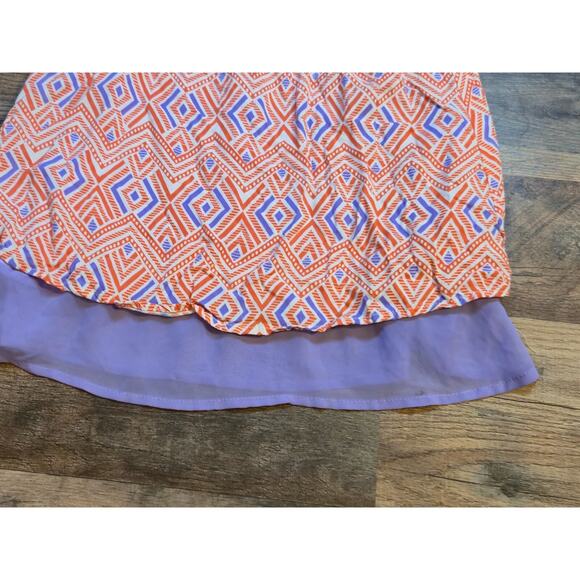 Everly S Aztec Print Tank Top Multicolor Hi-Low Chiffon Layered Boho Festival - Picture 4 of 9